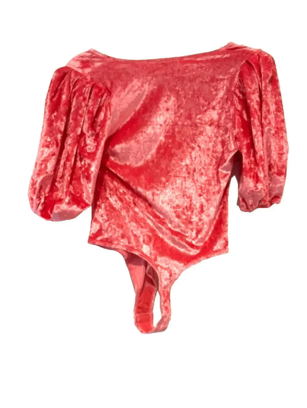 Free‎ People sz XS pink crushed velvet short sleeve stretch body suit D new tags
